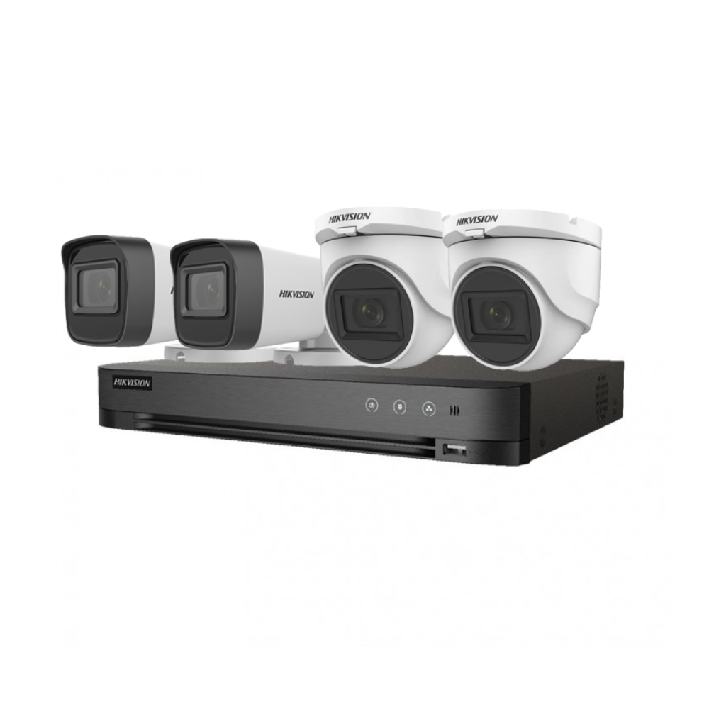 Kit Hikvision DVR 4CH + 4 Cámaras Kit Hikvision DVR 4CH + 4 Cámaras