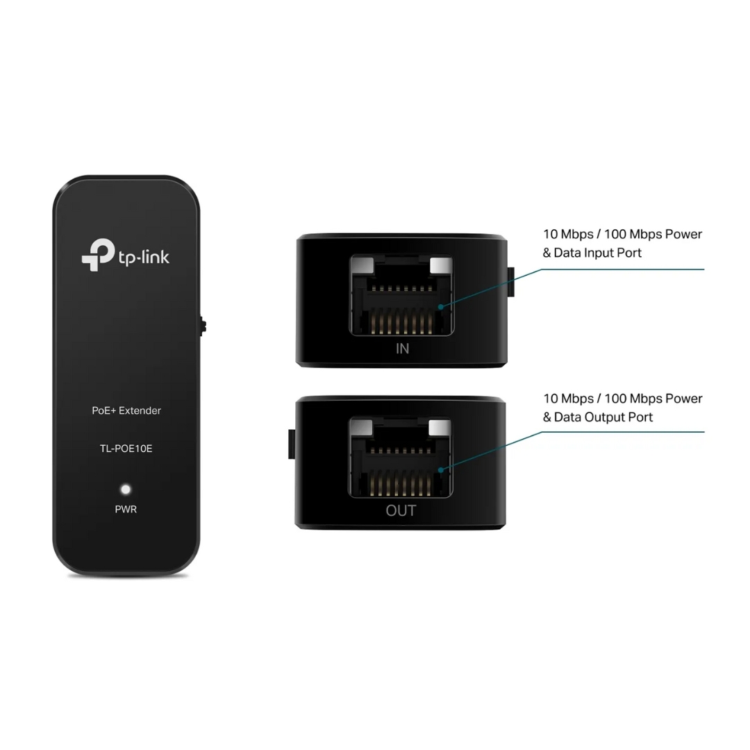 TP-LINK TL-POE10E – Extender PoE+ Fast Ethernet, Estensione Fino A 250m, Plug-and-Play